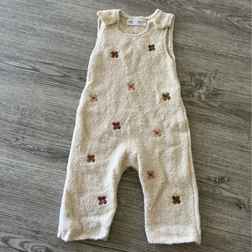 Zara Cream Floral Overalls for Kids